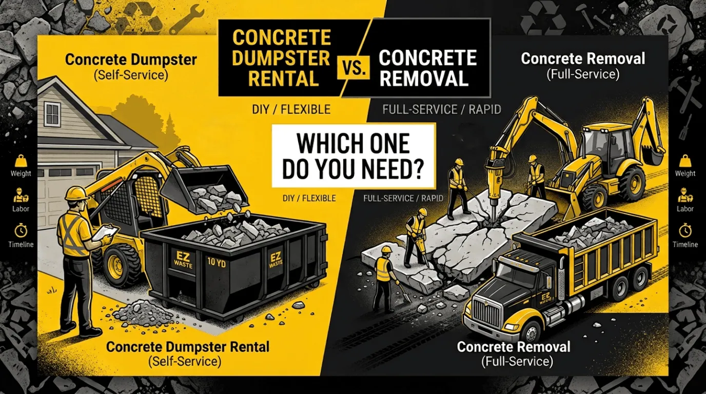 comparison of concrete dumpster rental and concrete removal